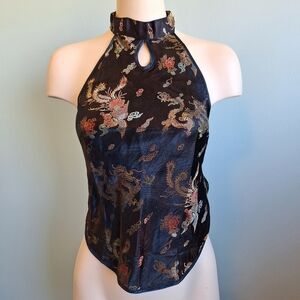 2️⃣9️⃣/4️⃣ Qipao style dragon phoenix brocade halter NWOT